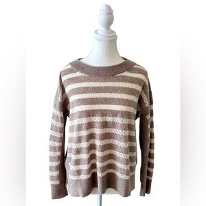 Club Monaco Cashmere/Silk Blend Pointelle Stripe Sweater – Size M